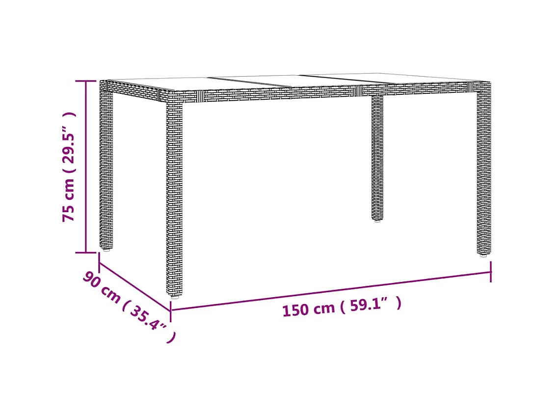 Ensemble à manger de jardin avec coussins 5pcs Beige poly rotin