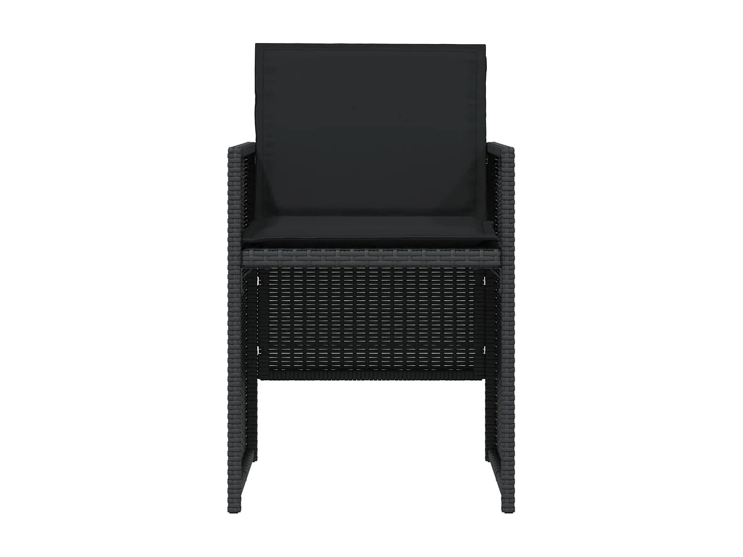 Ensemble de bistro 3 pcs avec coussins noir résine tressée