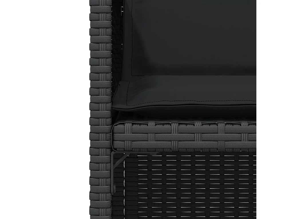 Ensemble de bistro 3 pcs avec coussins noir résine tressée