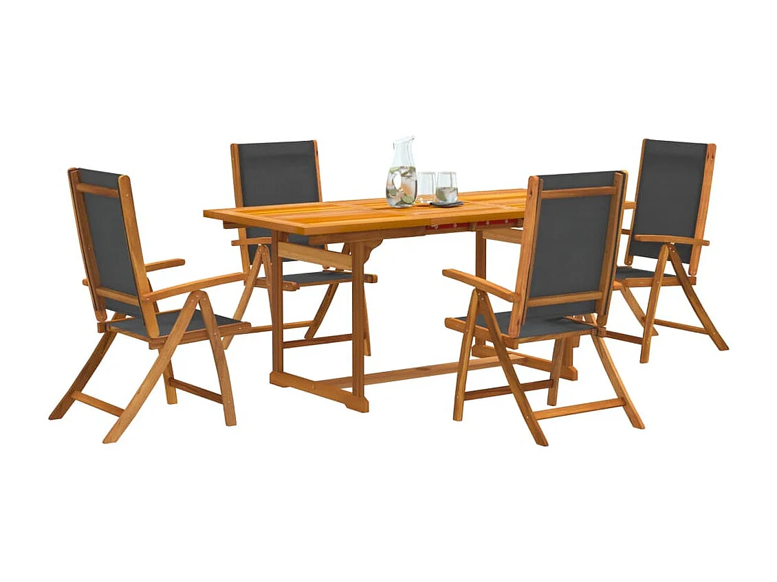 Juego comedor de jardín 5 pzas madera maciza acacia y textileno