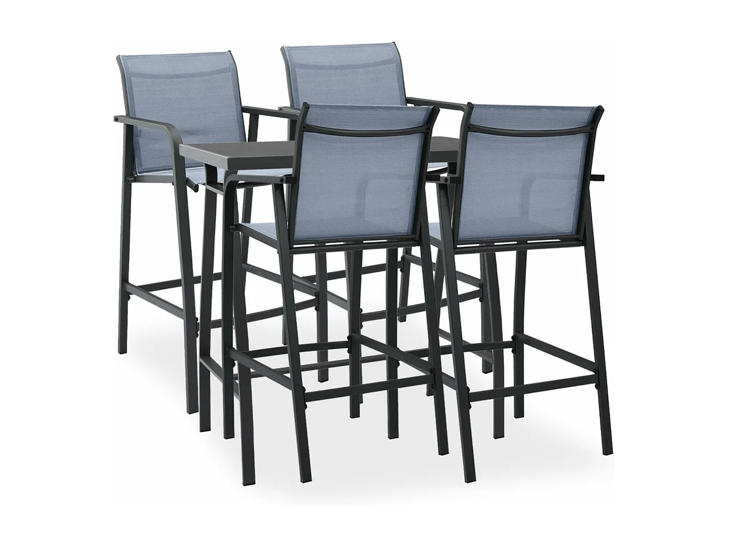 Set Bar da Giardino 5 pz Nero e Grigio