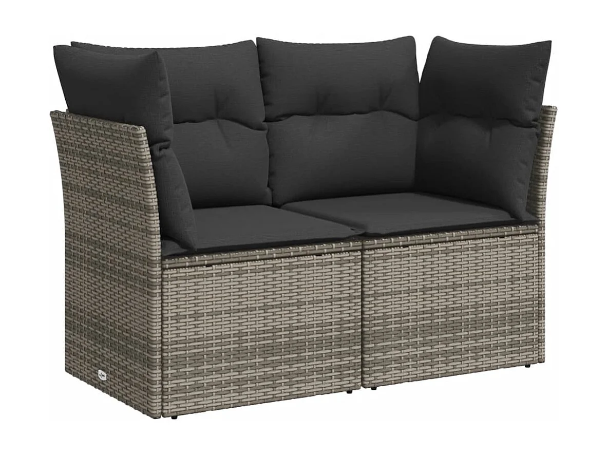 10-delige Loungeset met kussens poly rattan grijs