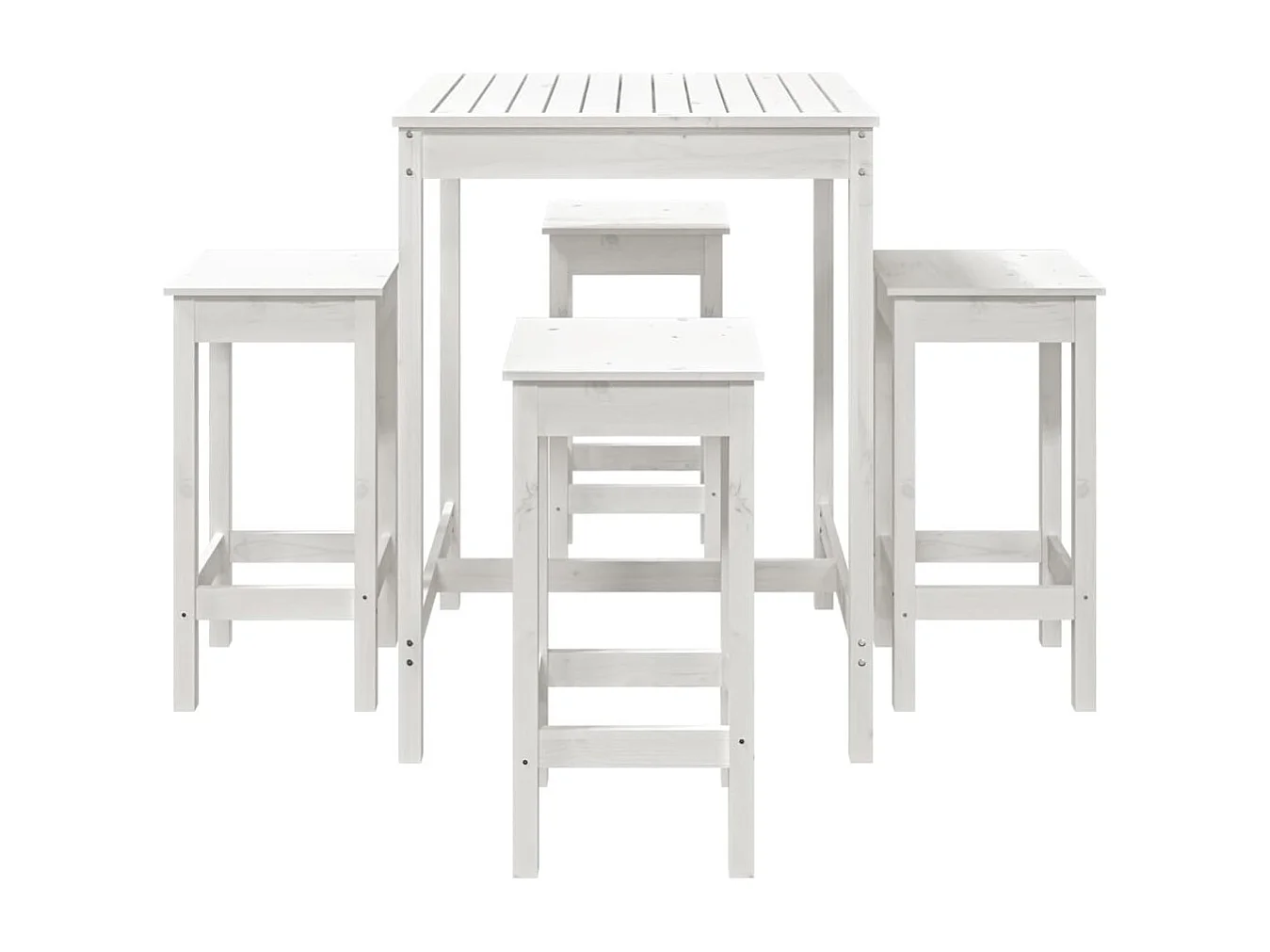 Set Bar da Giardino 5 pz Bianco in Legno Massello di Pino