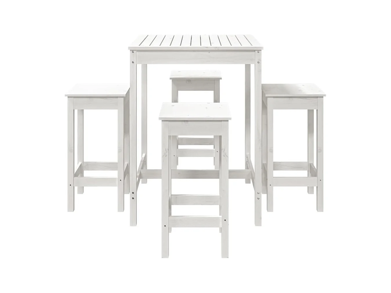 Ensemble de bar de jardin 5 pcs blanc bois massif de pin
