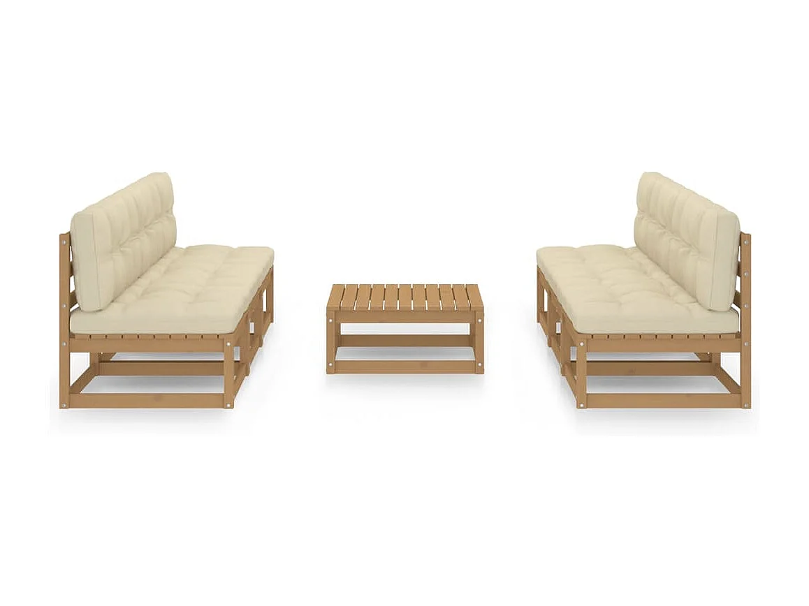 7-tlg. Garten-Lounge-Set mit Kissen Kiefer Massivholz