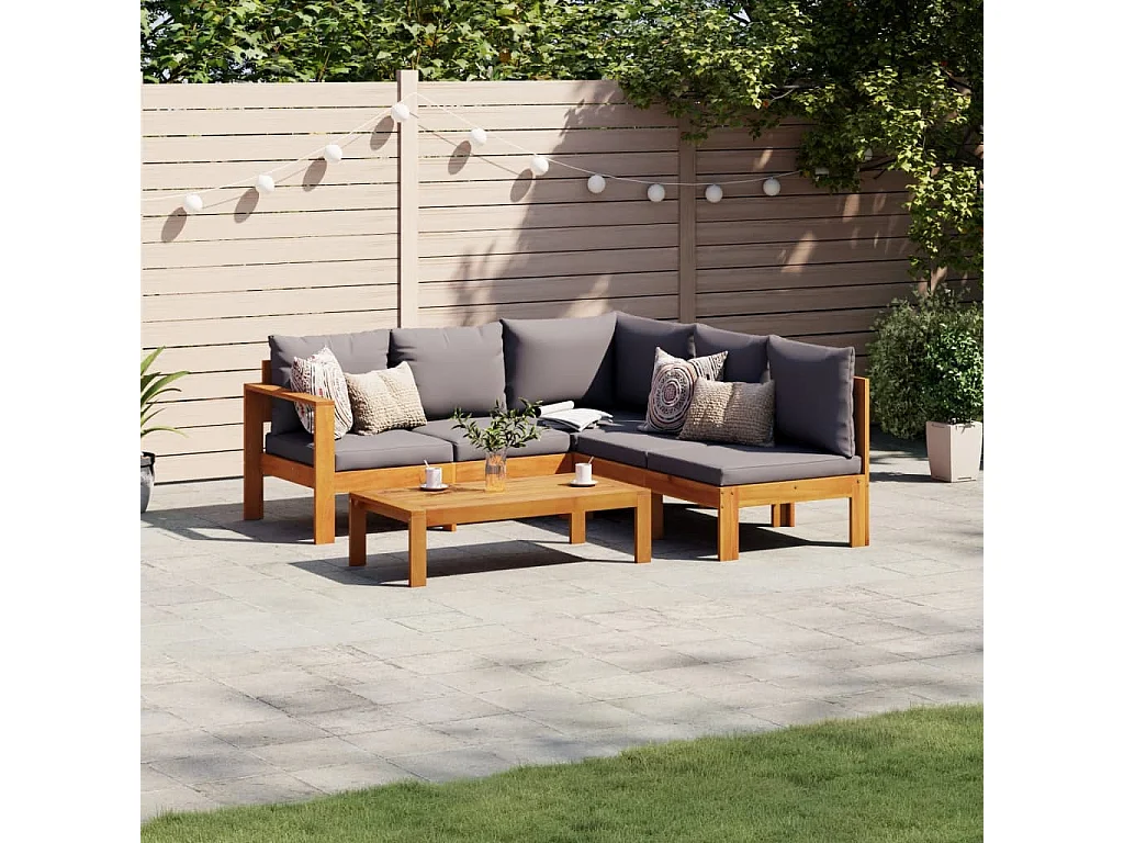 Salon de jardin avec coussins 4 pcs bois d'acacia massif