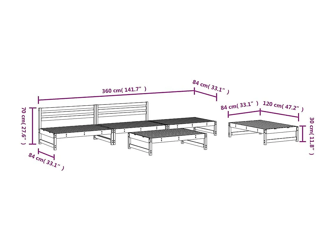 5-tlg. Garten-Lounge-Set Massivholz Douglasie
