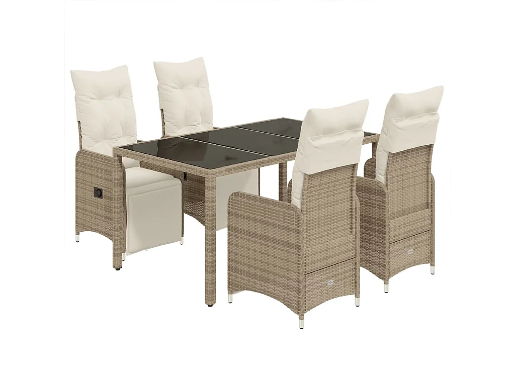 Ensemble de bistro de jardin 5 pcs coussins marron poly rotin