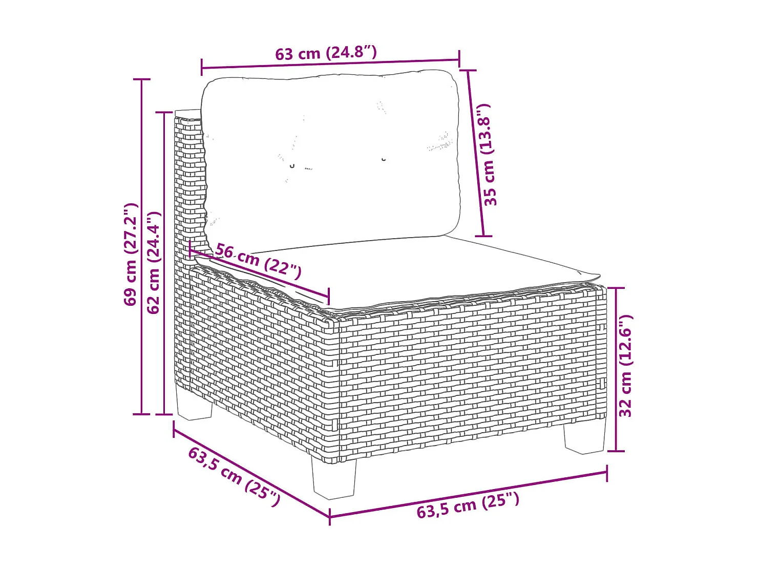 Set Divani da Giardino 7 pz con Cuscini Grigio in Polyrattan