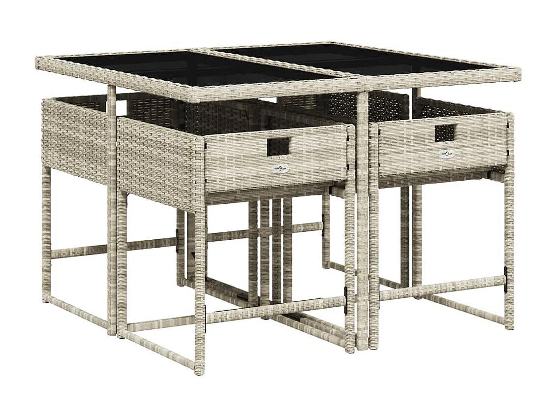 Ensemble à manger de jardin et coussins 5 pcs gris clair rotin
