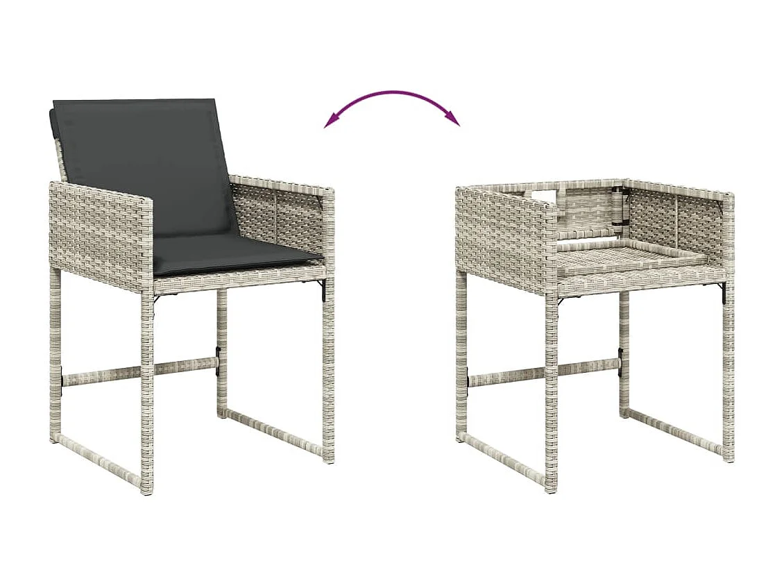 Ensemble à manger de jardin et coussins 5 pcs gris clair rotin