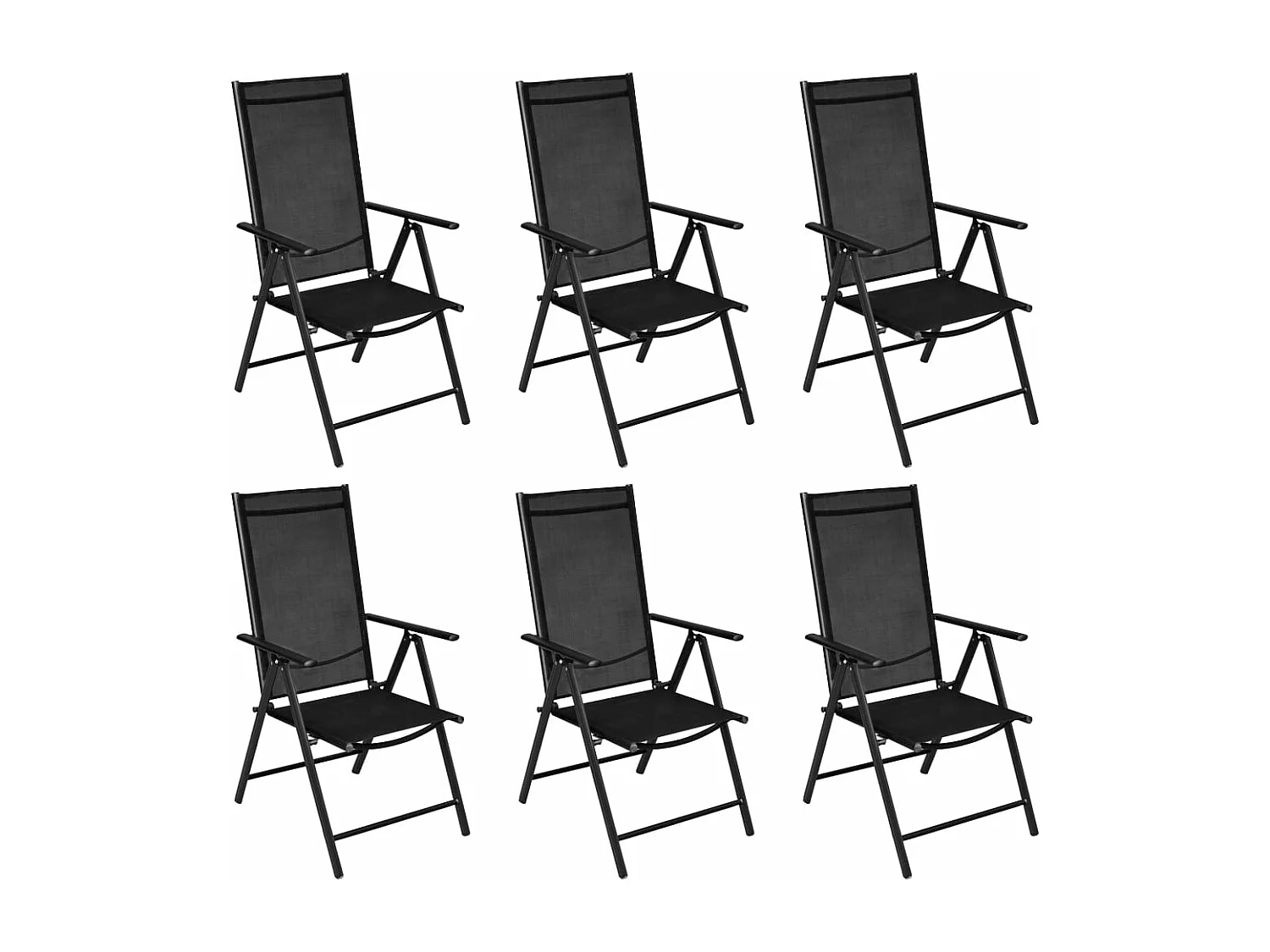 Set Mobili da Pranzo da Giardino 7 pz in Alluminio Nero