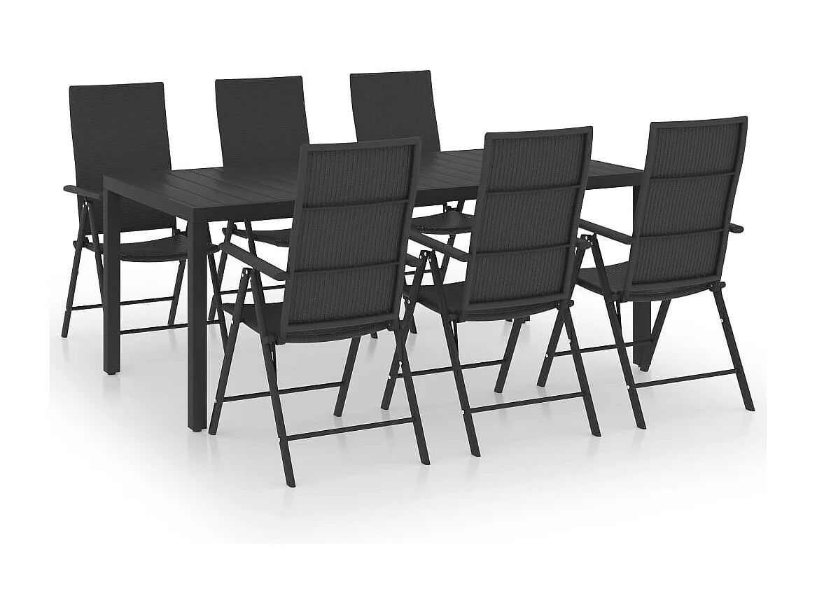 Ensemble à manger de jardin 7 pcs noir