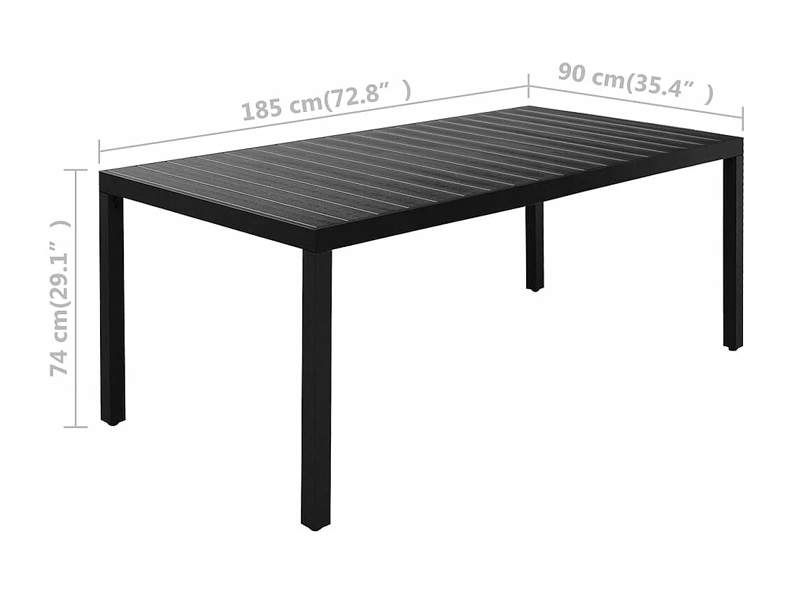 Ensemble à manger de jardin 7 pcs noir