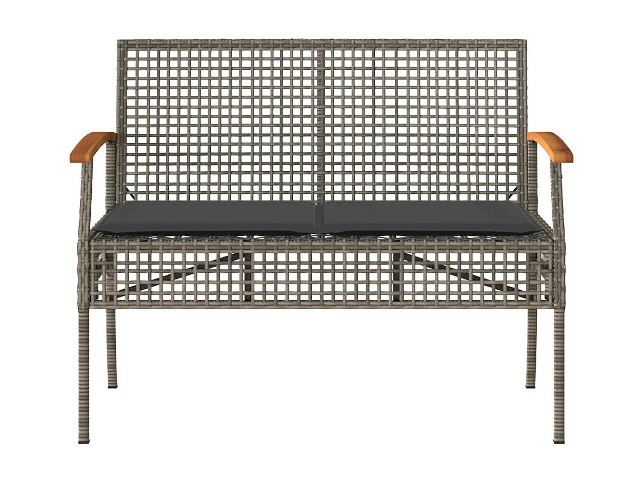 Salon de jardin 4 pcs avec coussins Gris Résine tressée