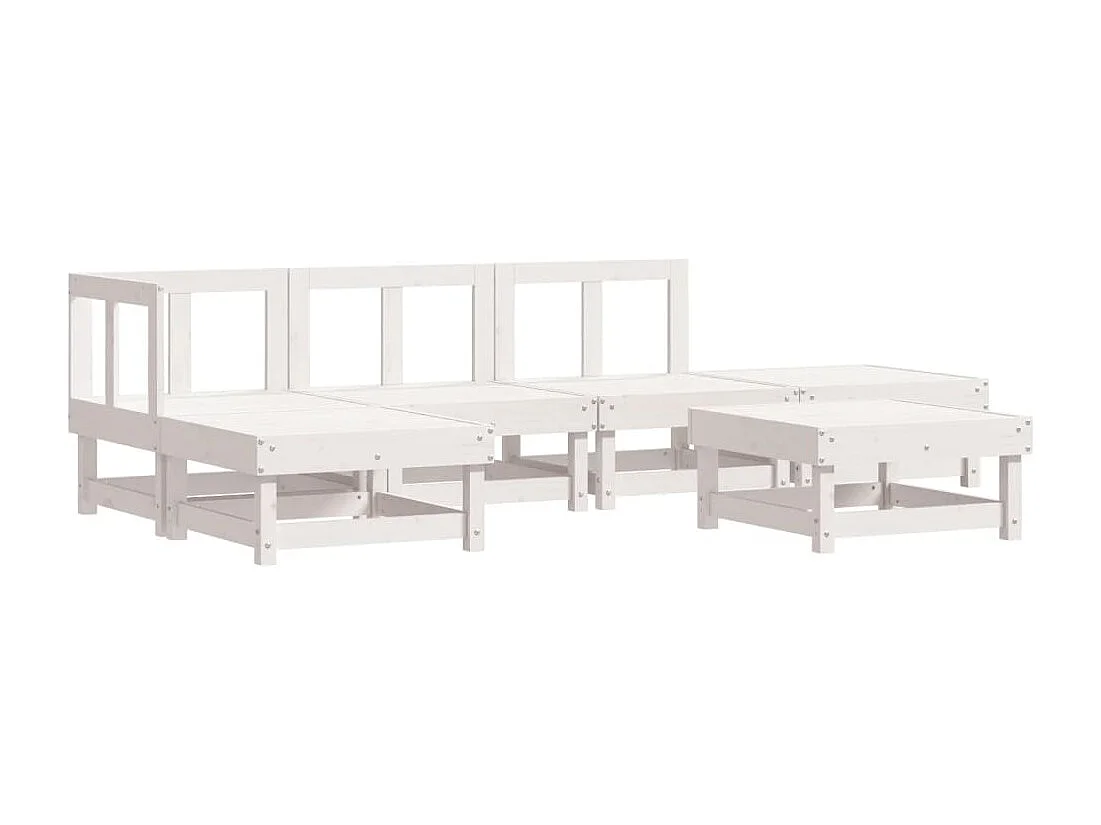 6-tlg. Garten-Lounge-Set Weiß Massivholz Kiefer