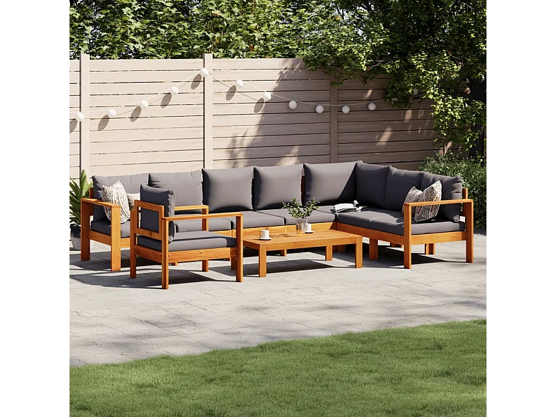 Salon de jardin avec coussins 6 pcs bois d'acacia solide