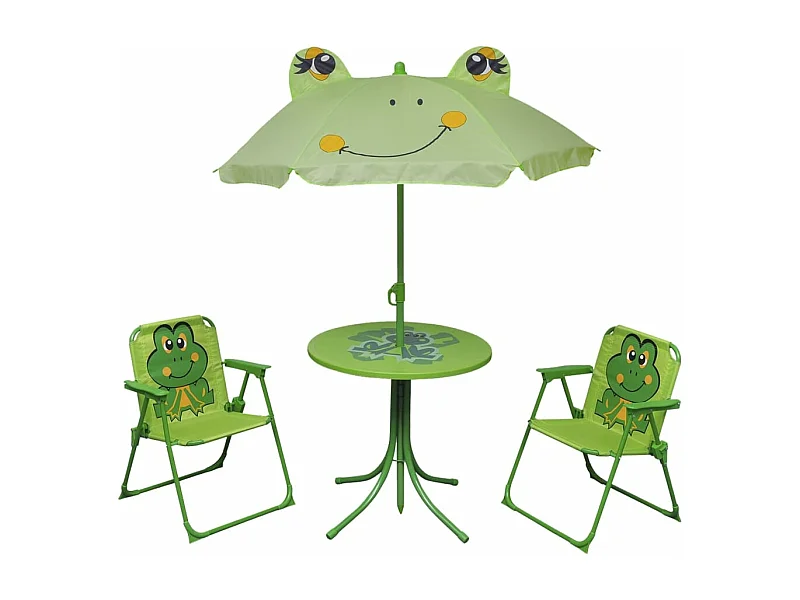 Ensemble de bistro avec parasol pour enfants 3 pcs Vert