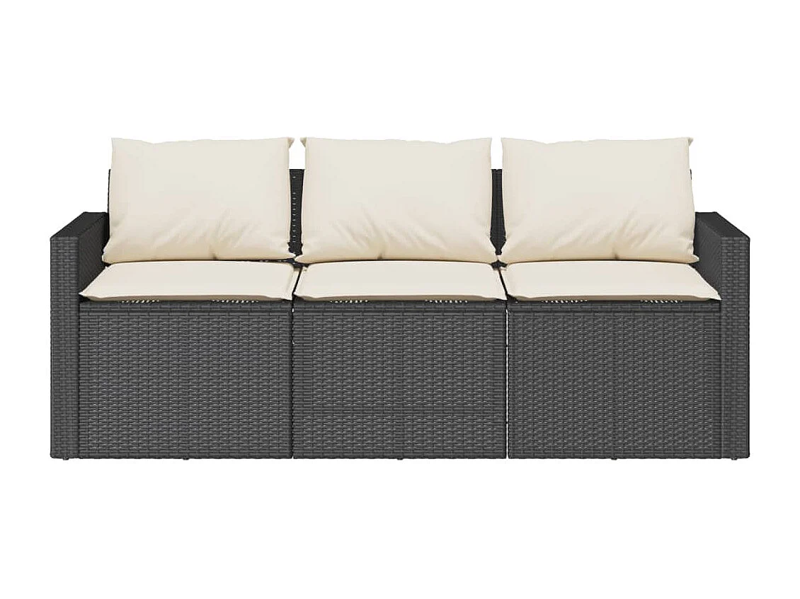 Set da Pranzo da Giardino 2 pz con Cuscini Nero in Polyrattan