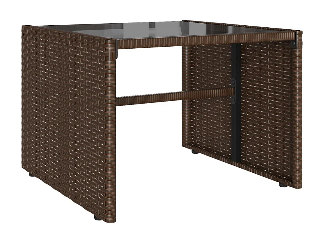 Salon de jardin 4 pcs avec coussins marron résine tressée