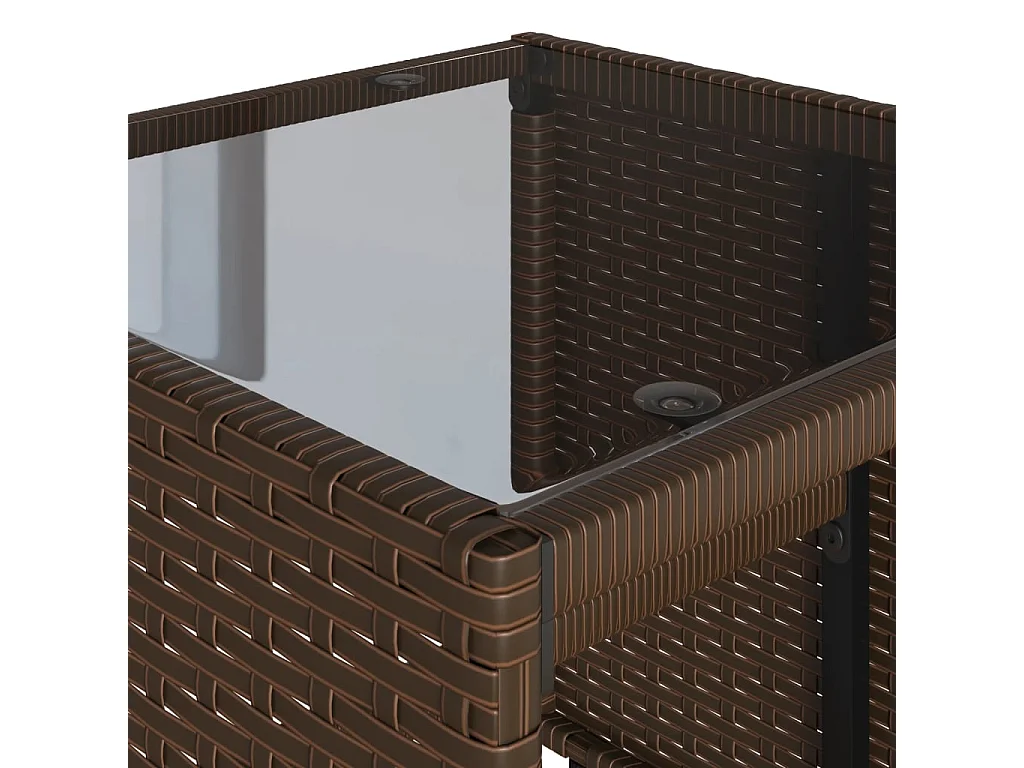 Salon de jardin 4 pcs avec coussins marron résine tressée