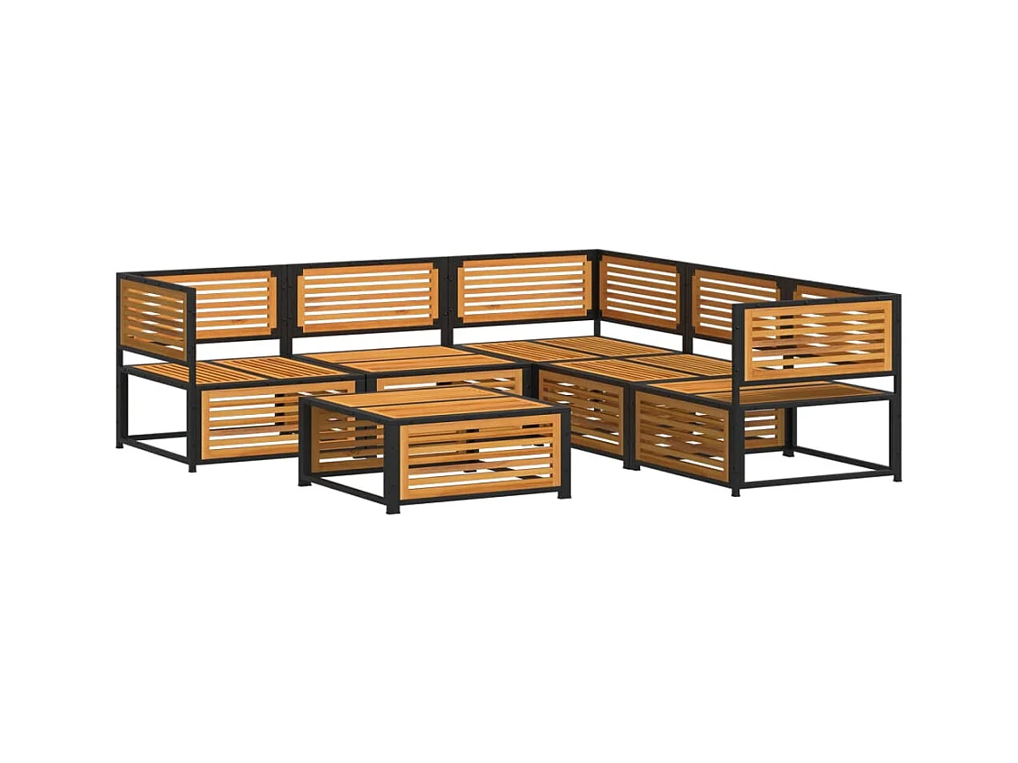 Salon de jardin avec coussins 6 pcs bois d'acacia solide