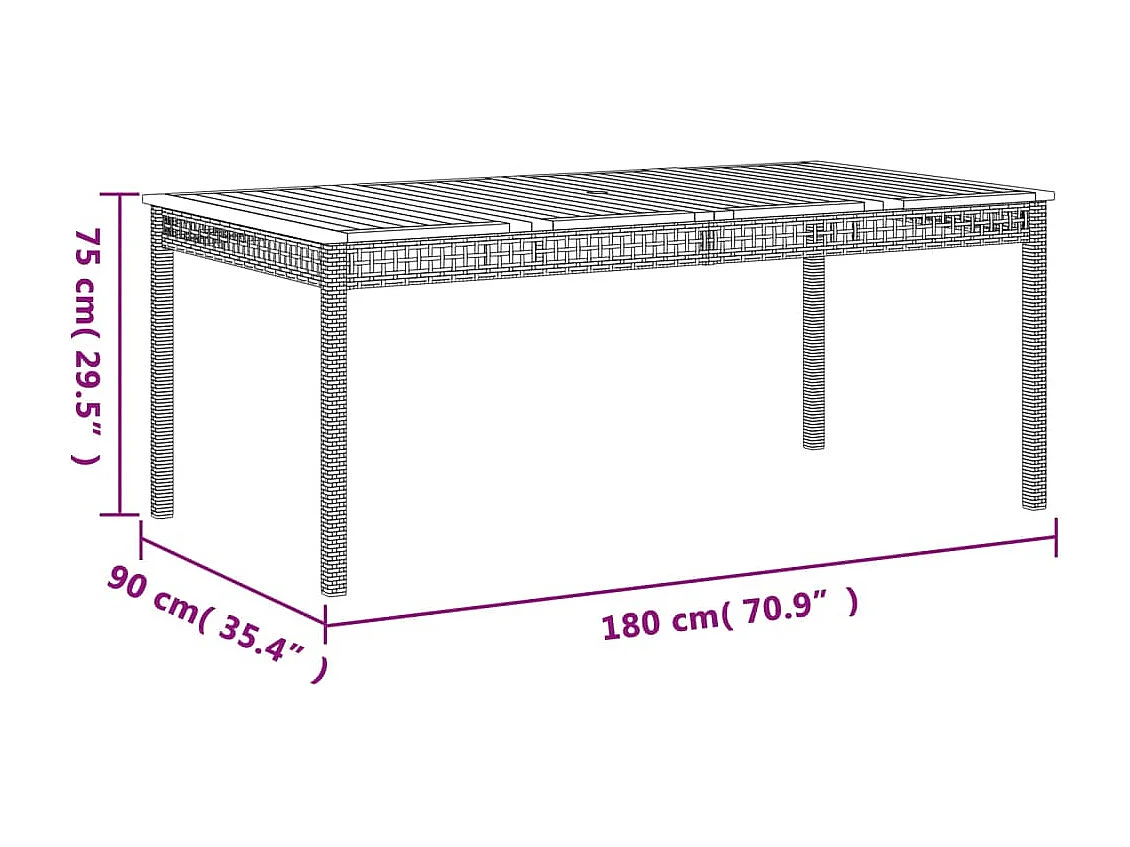 7 pcs conjunto de jantar p/ jardim com almofadões vime PE bege