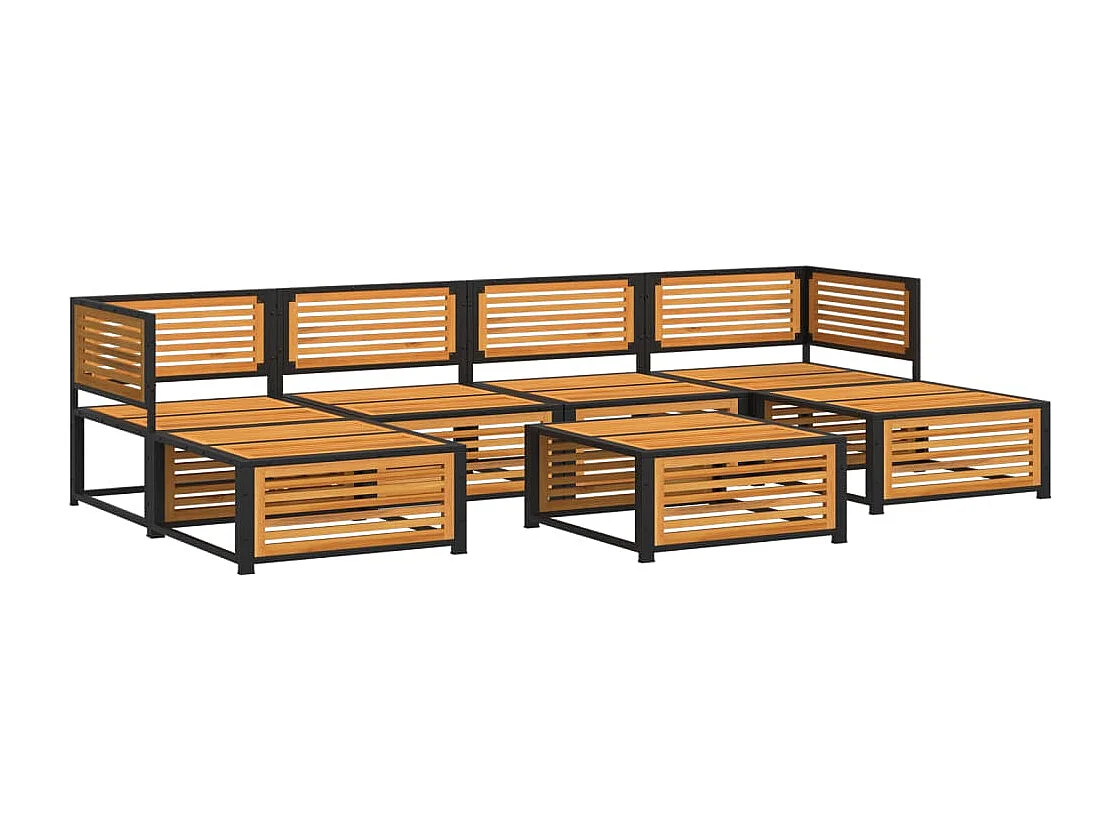 Salon de jardin avec coussins 7 pcs bois massif d'acacia