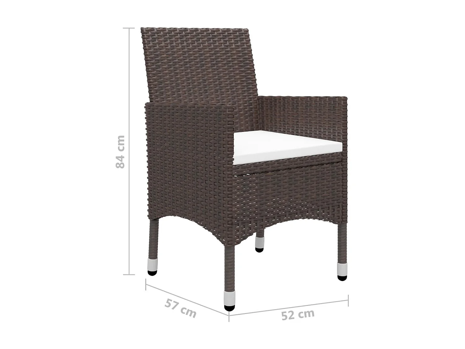 Ensemble à manger de jardin 5 pcs Marron