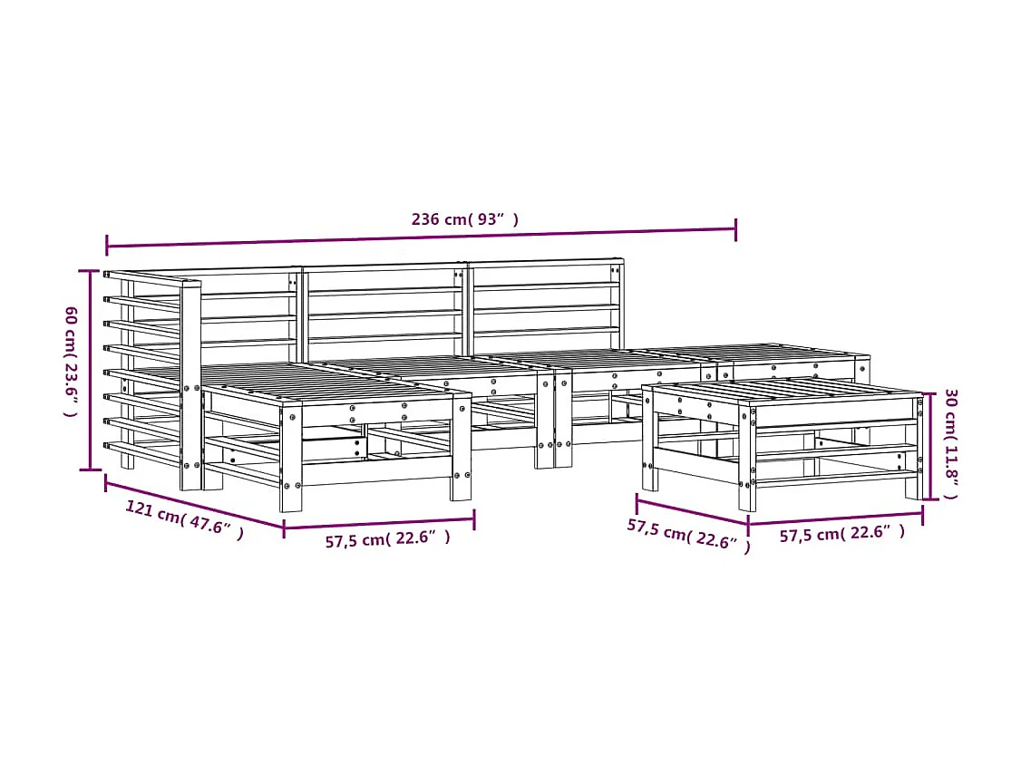 6-delige Loungeset geïmpregneerd grenenhout