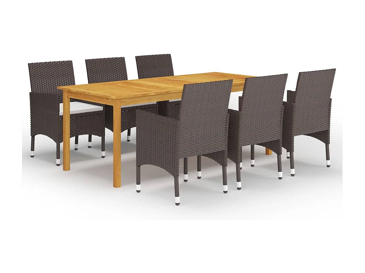 Ensemble à manger de jardin 7 pcs Marron