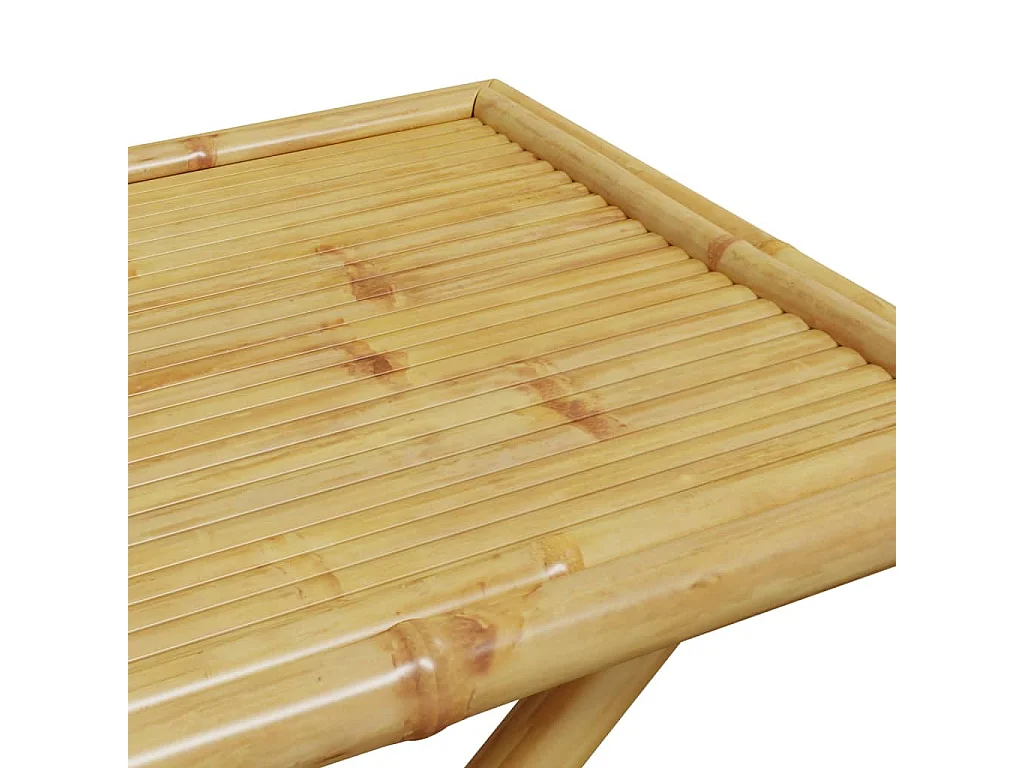 Ensemble de bistro pliante 3 pcs et coussins blanc crème bambou