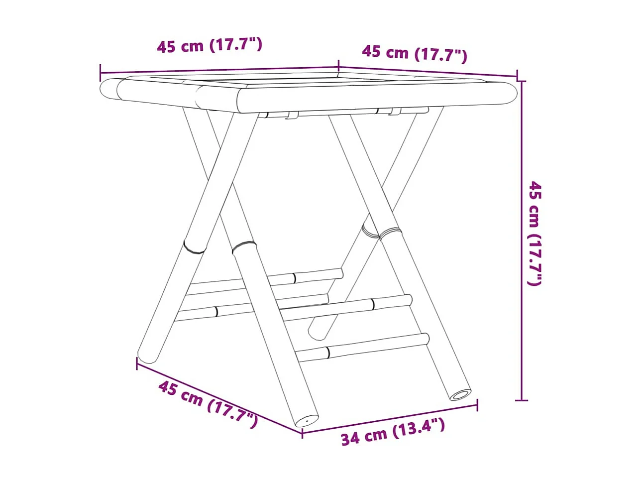 Ensemble de bistro pliante 3 pcs et coussins blanc crème bambou