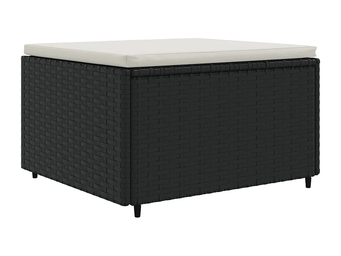 4-tlg. Garten-Lounge-Set mit Kissen Schwarz Poly Rattan