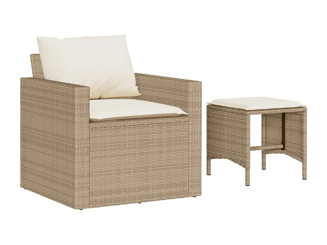 Set Divano da Giardino 4 pz con Cuscini Beige in Polyrattan