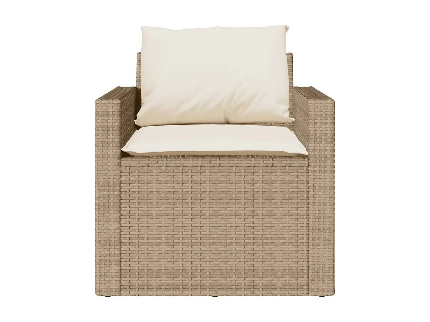 Set Divano da Giardino 4 pz con Cuscini Beige in Polyrattan