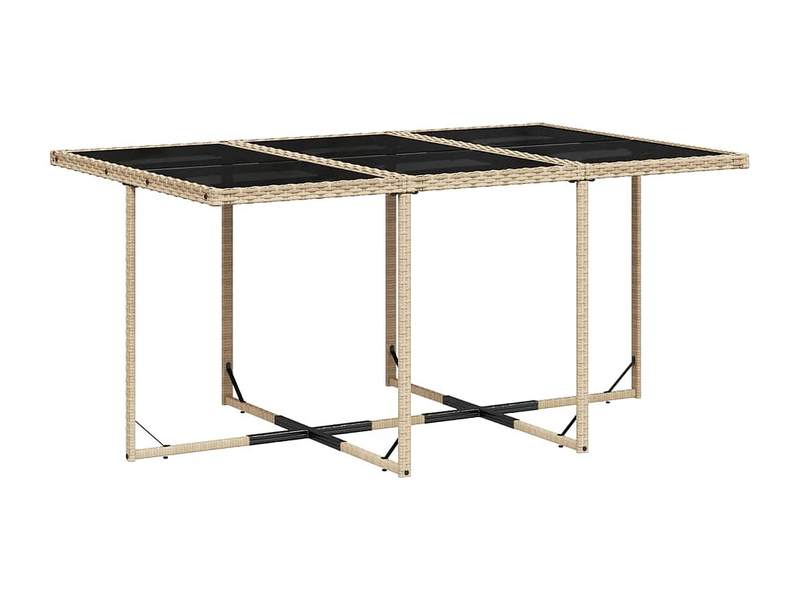 Ensemble à manger de jardin coussins 7 pcs mélange beige rotin