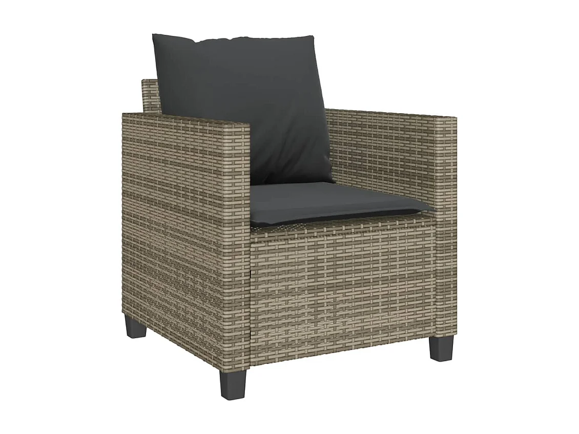 3-tlg. Bistro-Set mit Kissen Grau Poly Rattan