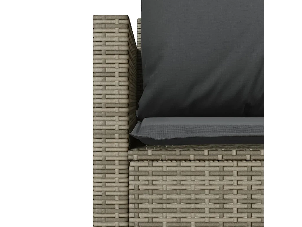 3-tlg. Bistro-Set mit Kissen Grau Poly Rattan