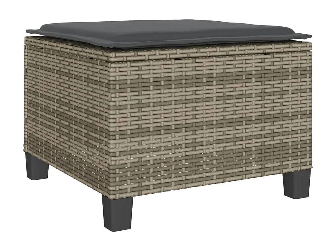 3-tlg. Bistro-Set mit Kissen Grau Poly Rattan