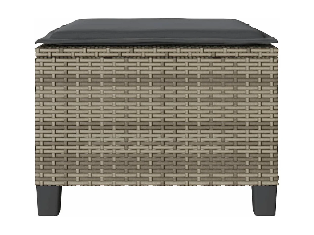 3-tlg. Bistro-Set mit Kissen Grau Poly Rattan