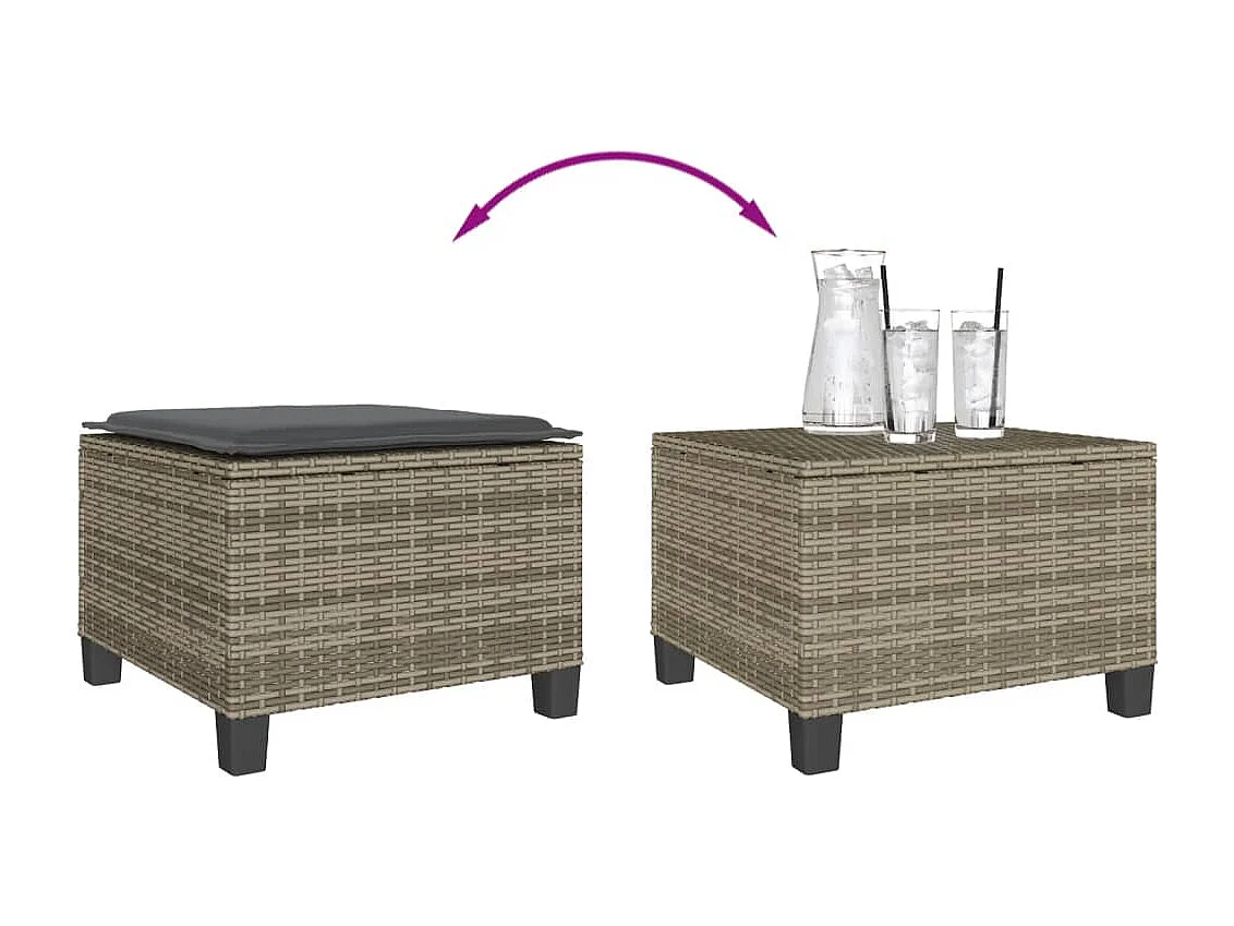 3-tlg. Bistro-Set mit Kissen Grau Poly Rattan