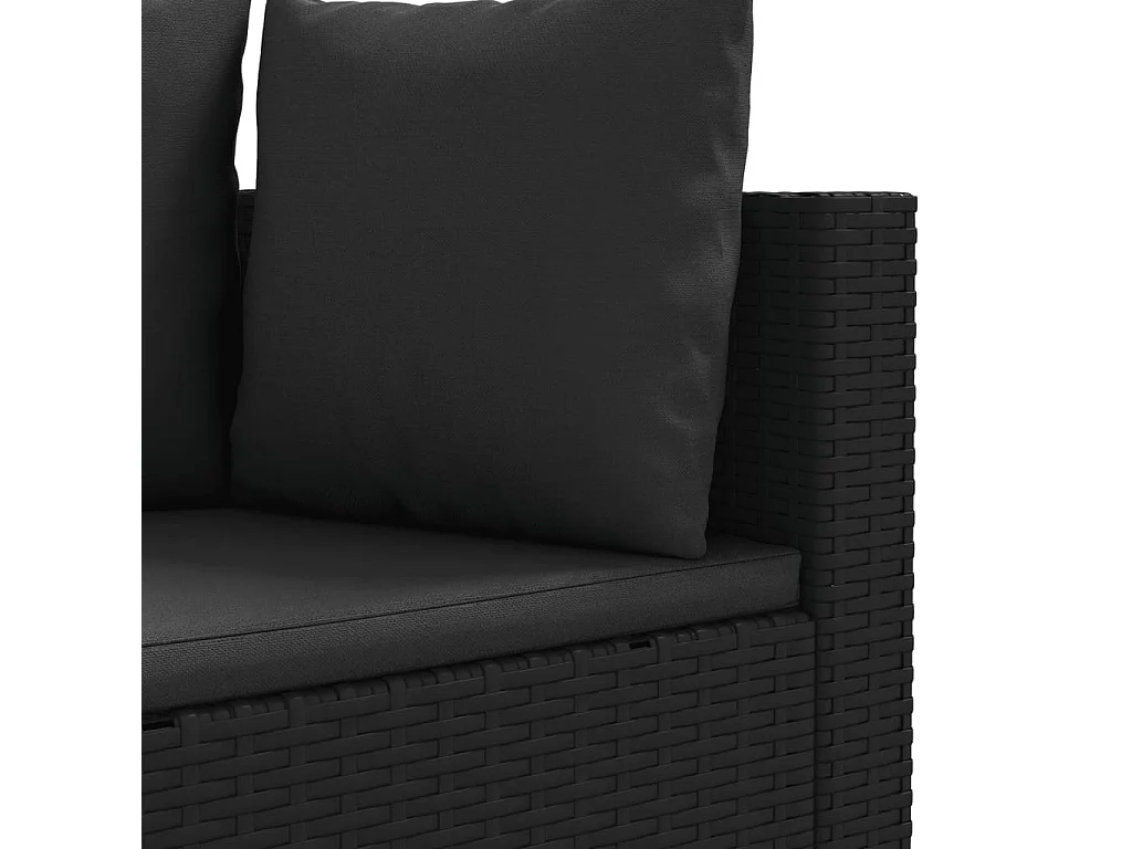 Salon de jardin 5 pcs avec coussins noir résine tressée