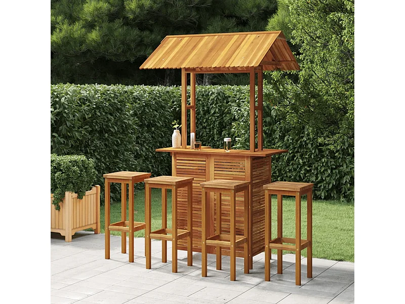 Ensemble de bar de jardin 5 pcs Bois d'acacia solide