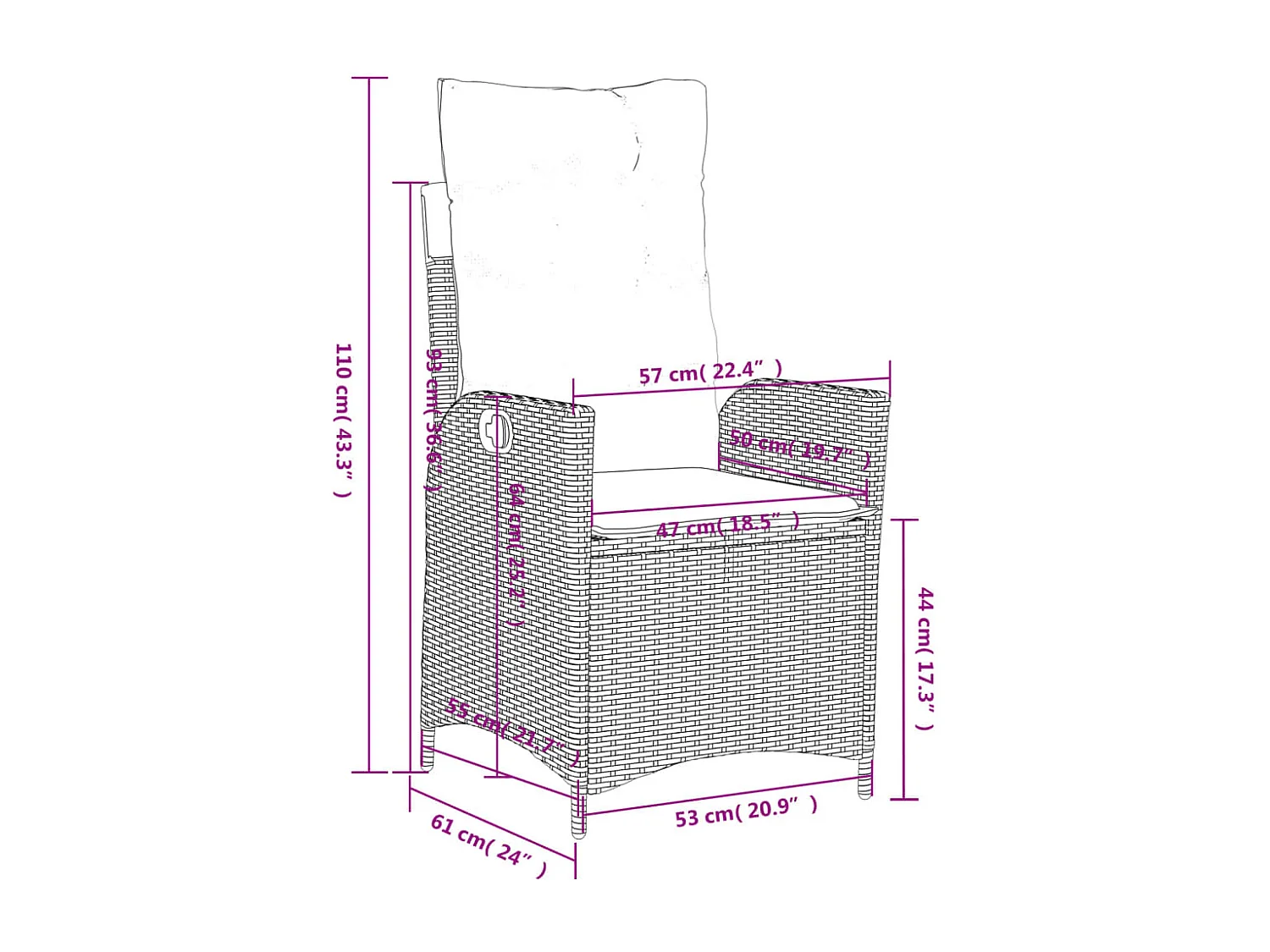 Set da Pranzo da Giardino 5 pz Nero con Cuscini in Polyrattan