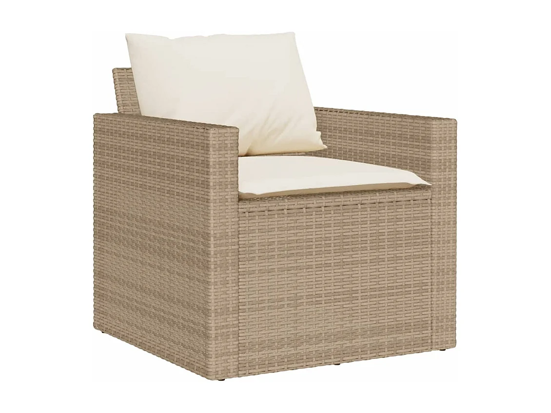 Salon de jardin avec coussins 6 pcs beige résine tressée