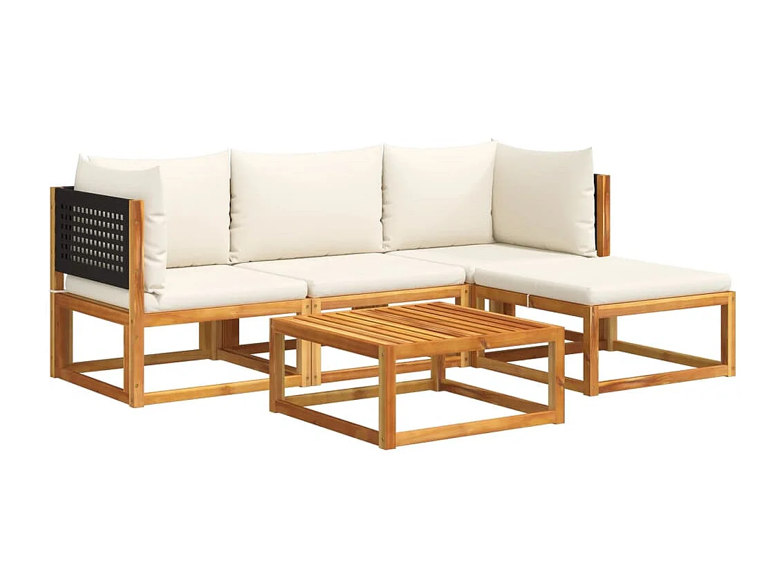 5 pcs conjunto de sofás de jardim com almofadões acácia maciça