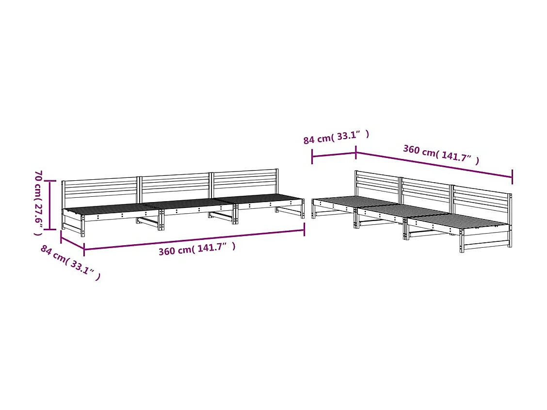 6-delige Loungeset geïmpregneerd grenenhout