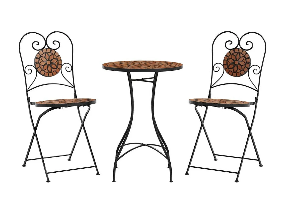 Ensemble de bistro mosaïque terre cuite fer et céramique