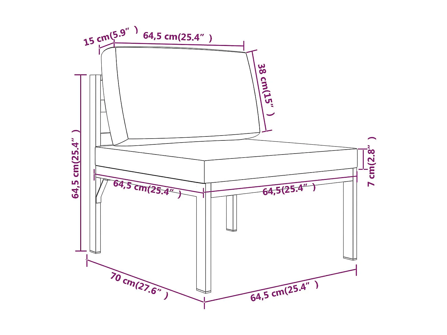 4 pcs conjunto lounge jardim com almofadões alumínio antracite